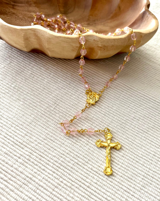 Pink and gold rosary