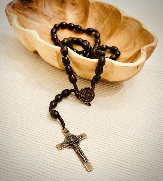 Wooden Rosary in wooden Bowl